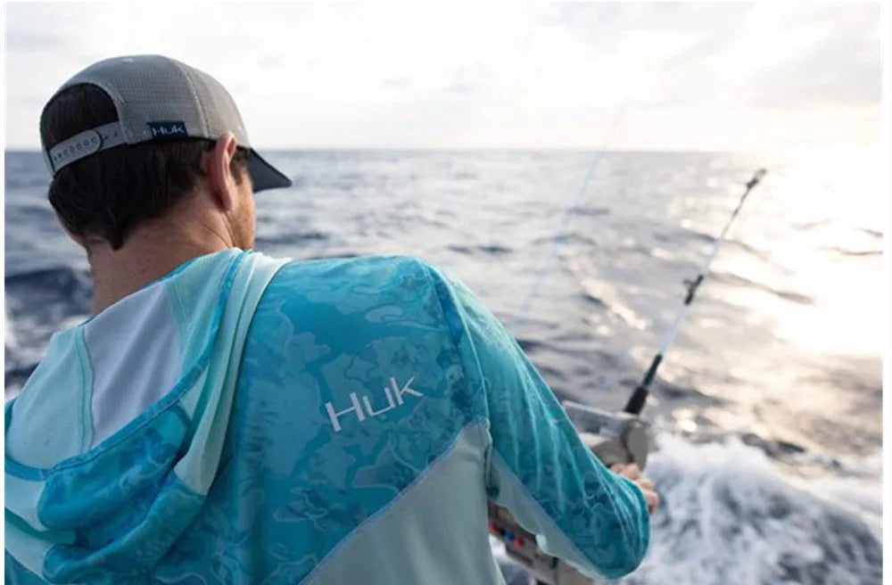 HUK Fishing Long Sleeve Hooded T-shirt Tops