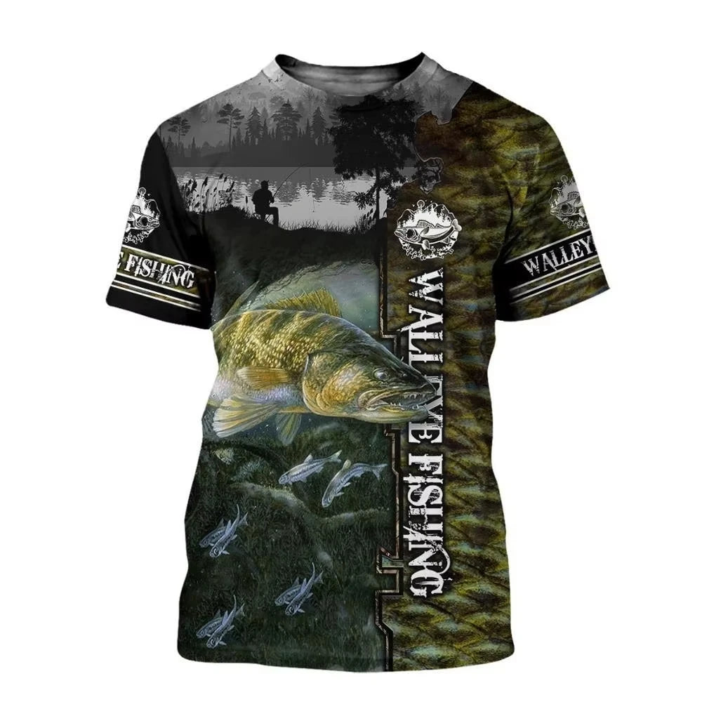 Fishing Vintage T-Shirts 3D Print Fashion Men Women Casual O-Neck T Shirt Short Sleeve Harajuku Outdoor Tees Tops Man Clothing