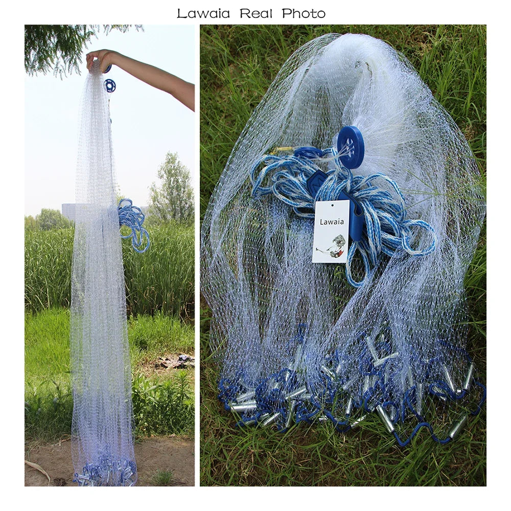 Lawaia Fishing Net Fly Catch Casting Net American Hand Casting Net Have Sinkers Sports Hand Throw Network Diameter 1.8m-7.2m