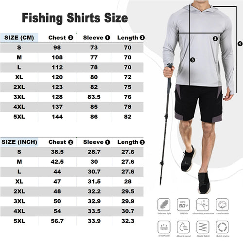 2023 Fishing Shirts Summer UPF 50+ Mens Hooded Fishing Shirt Mask UV Hoodie