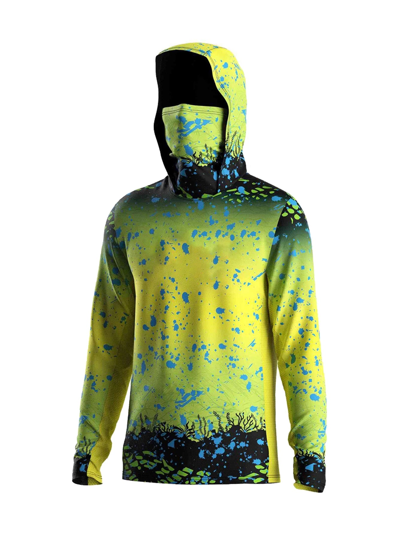 Fishing Shirts for Men Long Sleeve Beach Tops Outdoor UV Clothing Hooded Coat Breathable Fish Hoodies with Mask