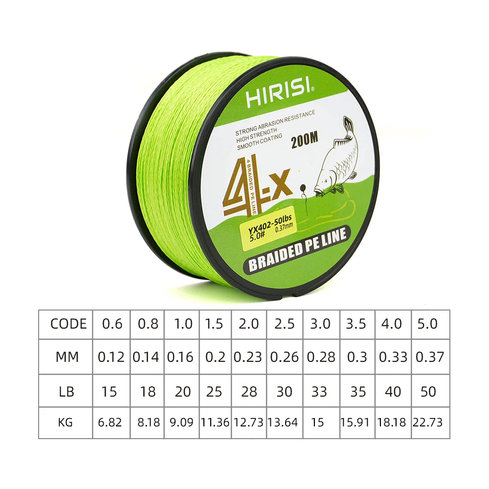 Hirisi 4 Strands 200M PE Braided Fishing Line