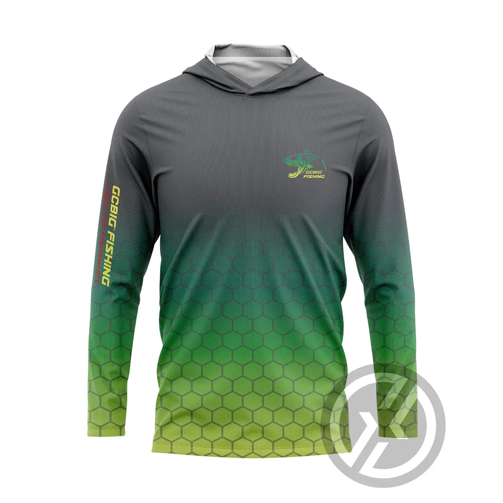 Fishing Hoodie T-shirts Men Long Sleeve Anti-Uv Sun Protection Hoodies Face Mask Apparel Hunting Jungle Camouflage Sea Fishing