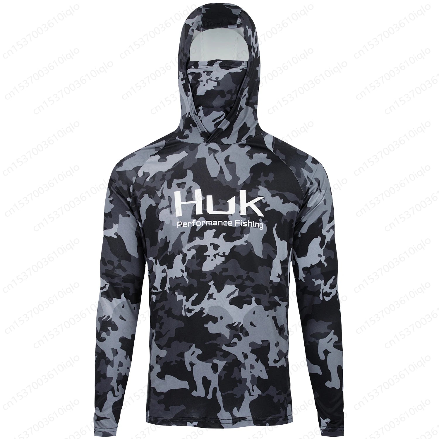 HUK Summer Fishing Shirts Men Long Sleeve Hooded Fishing Wear