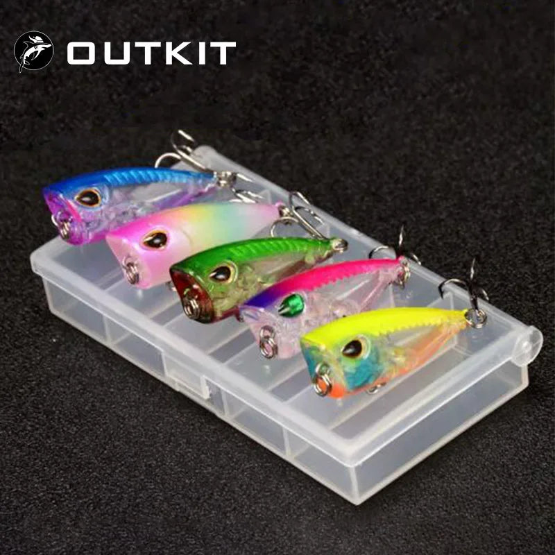 5pcs Mini Popper 4cm 3.5g Fishing Lure Kit