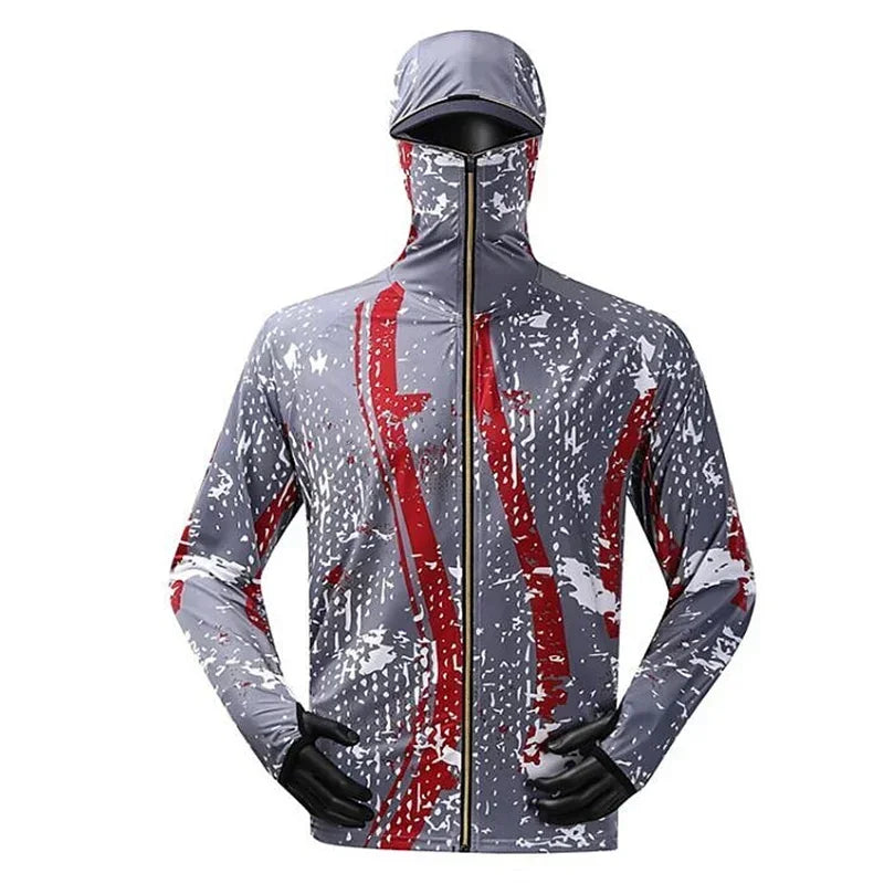 Men's Anti-UV Fishing Shirts Comfortable Ventilation Printed Sublimation Hoodie Jerseys Zipper Clothing for Outdoor Activities
