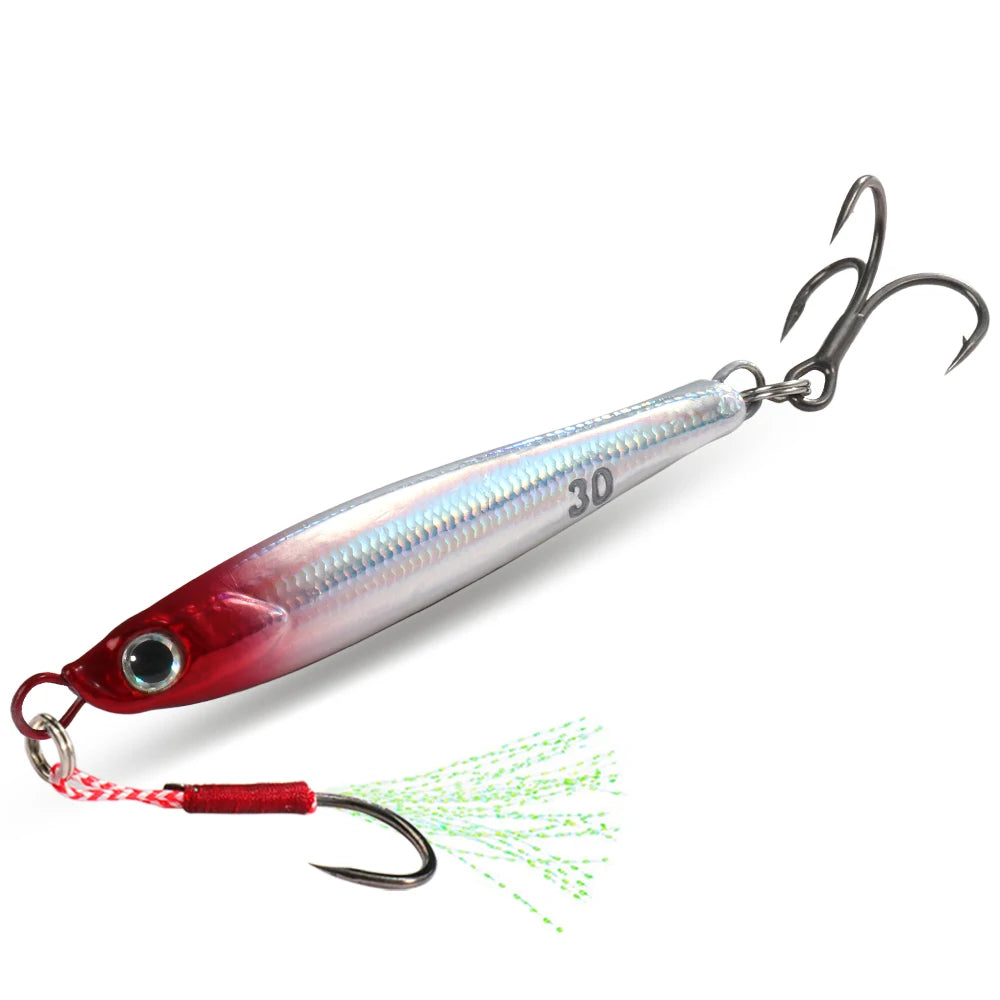Metal Jig Lure Kit 7g 10g 20g 30g 40g Spoon Sinking Pencil VIB Fishing Tackle Teflon Hook Pesca Gear Swimbait 1-2Pcs Baits