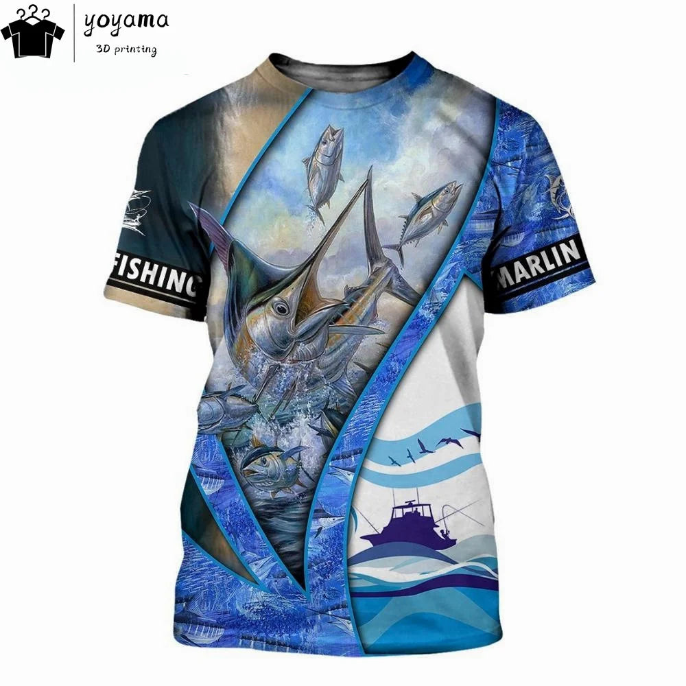 Fishing Pattern Print Clothes 3D Print Men's Summer Clothes Funny T shirts Short Sleeve Tee Fishing Graphic T shirts O-Neck Tops