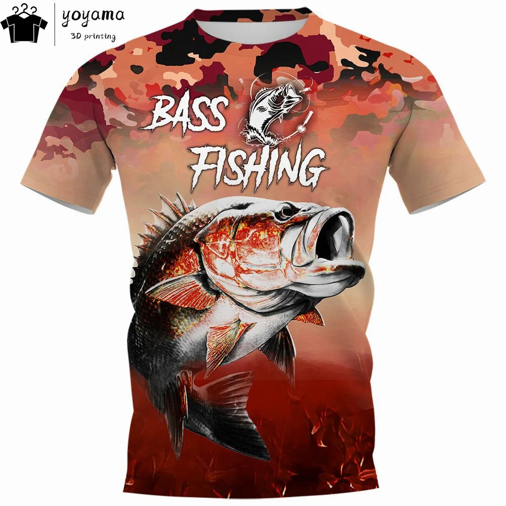 Fishing Pattern Print Clothes 3D Print Men's Summer Clothes Funny T shirts Short Sleeve Tee Fishing Graphic T shirts O-Neck Tops