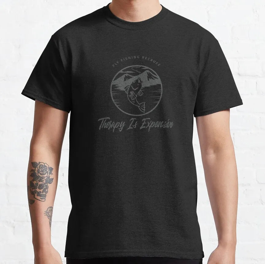 Men's Fly Fishing Trout Graphic T-Shirt — Short Sleeve Cotton