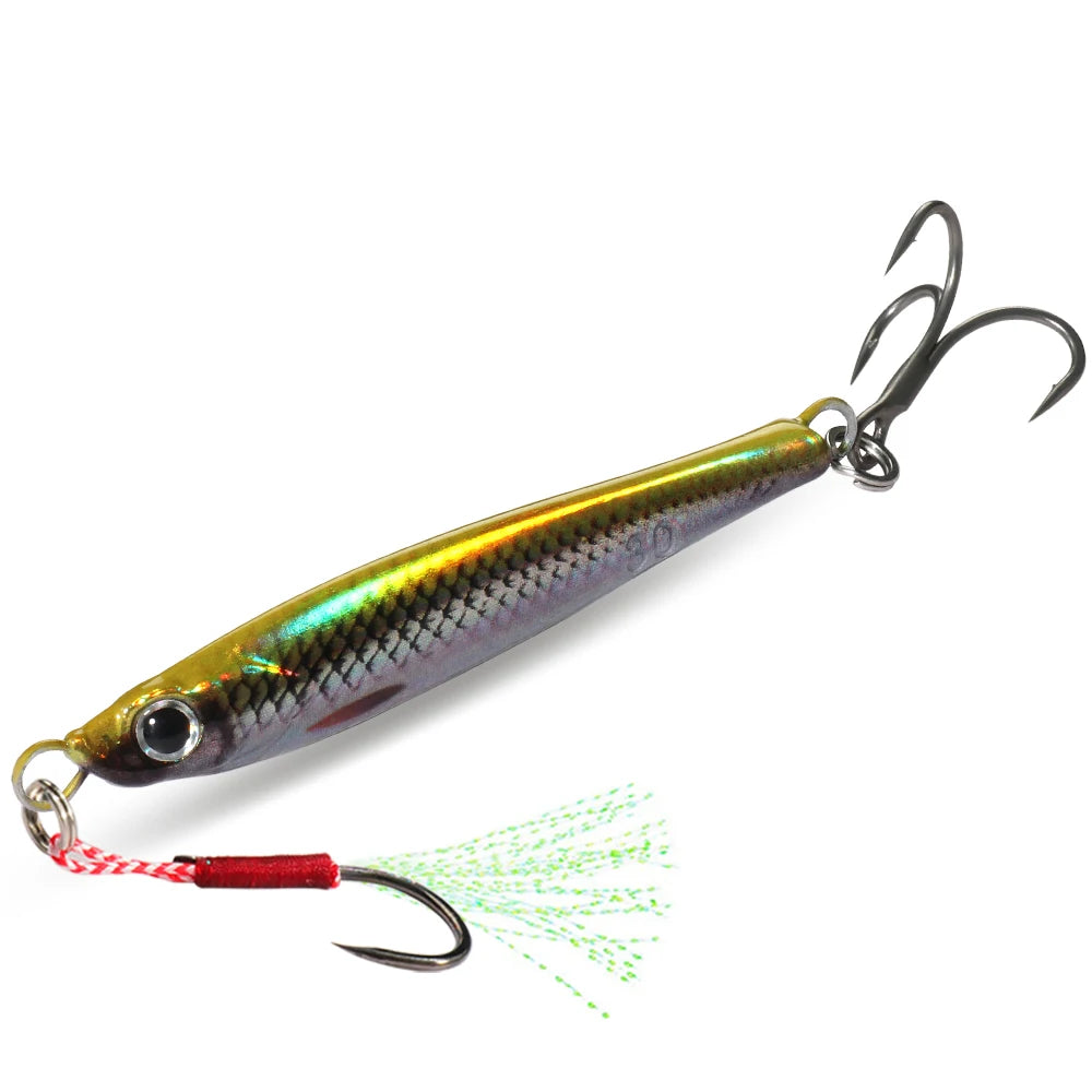 Metal Jig Lure Kit 7g 10g 20g 30g 40g Spoon Sinking Pencil VIB Fishing Tackle Teflon Hook Pesca Gear Swimbait 1-2Pcs Baits
