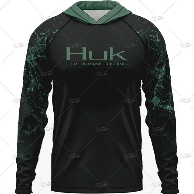 HUK Fishing Long Sleeve Hooded T-shirt Tops