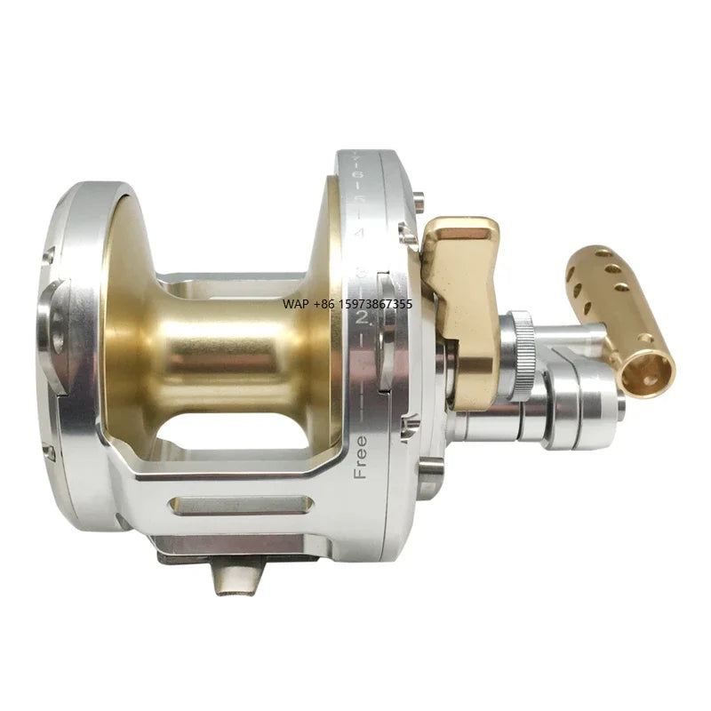 Heavy Duty Saltwater Fishing Trolling Reel Deep Sea 2 Speed Conventional Reel Metal 50W Boat Big Game Reels