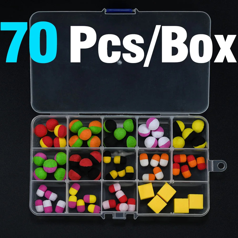 70Pcs Complete Fishing Float Kit with Tackle Box