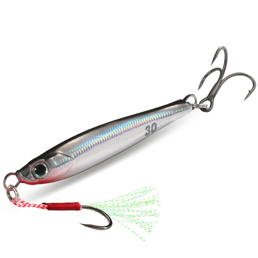 Metal Jig Lure Kit 7g 10g 20g 30g 40g Spoon Sinking Pencil VIB Fishing Tackle Teflon Hook Pesca Gear Swimbait 1-2Pcs Baits